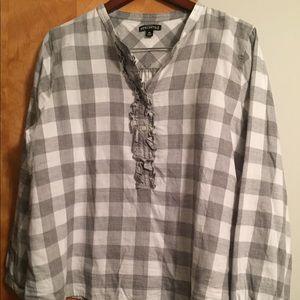 J Crew Gray Buffalo Check Flannel top.